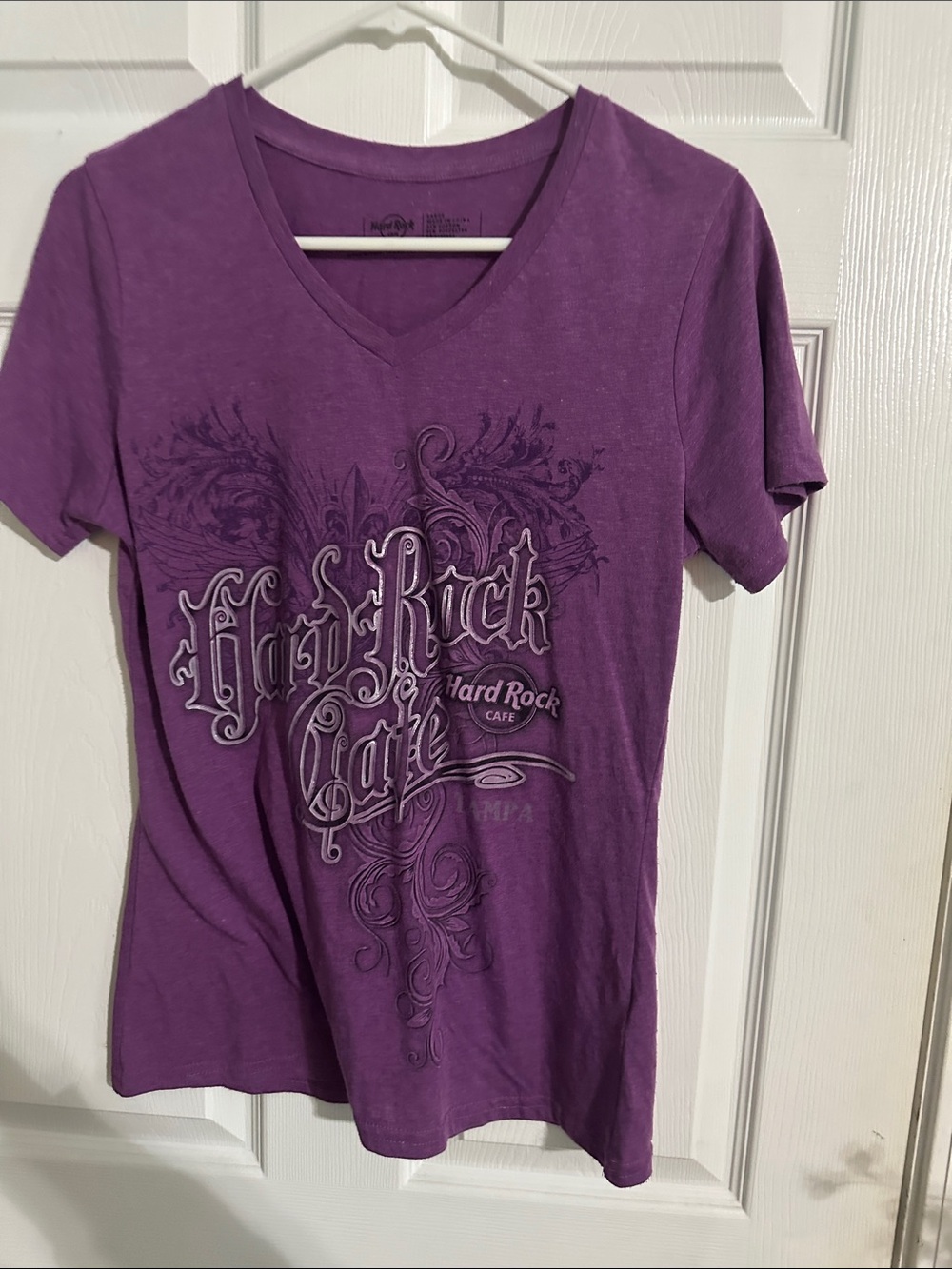 Hard Rock Cafe Women's V-Neck Graphic Tee - Purple